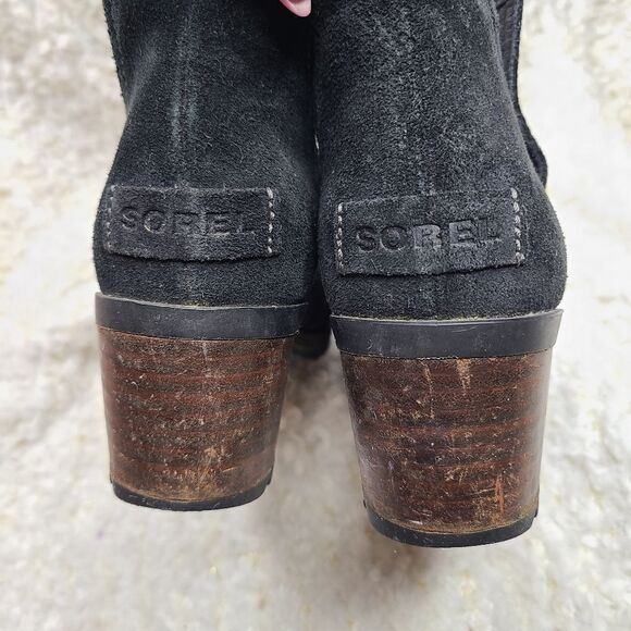 Sorel Cate Cut Out Boots Black Leather Women's sz 6 - Picture 3 of 11